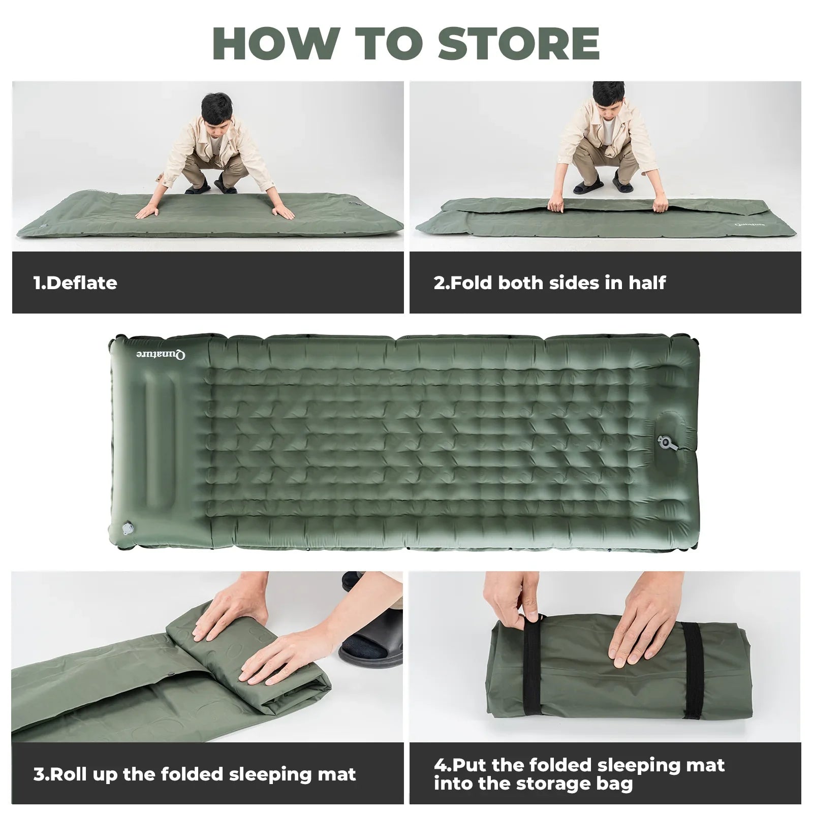 Ultra-Light Inflatable Sleeping Pad with Built-in Pillow for Outdoor Camping
