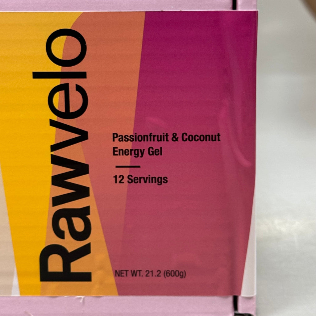 RAWVELO (12 Pack) Energy Gels All Natural Passionfruit & Coconut Cycling Hiking Running 04/26