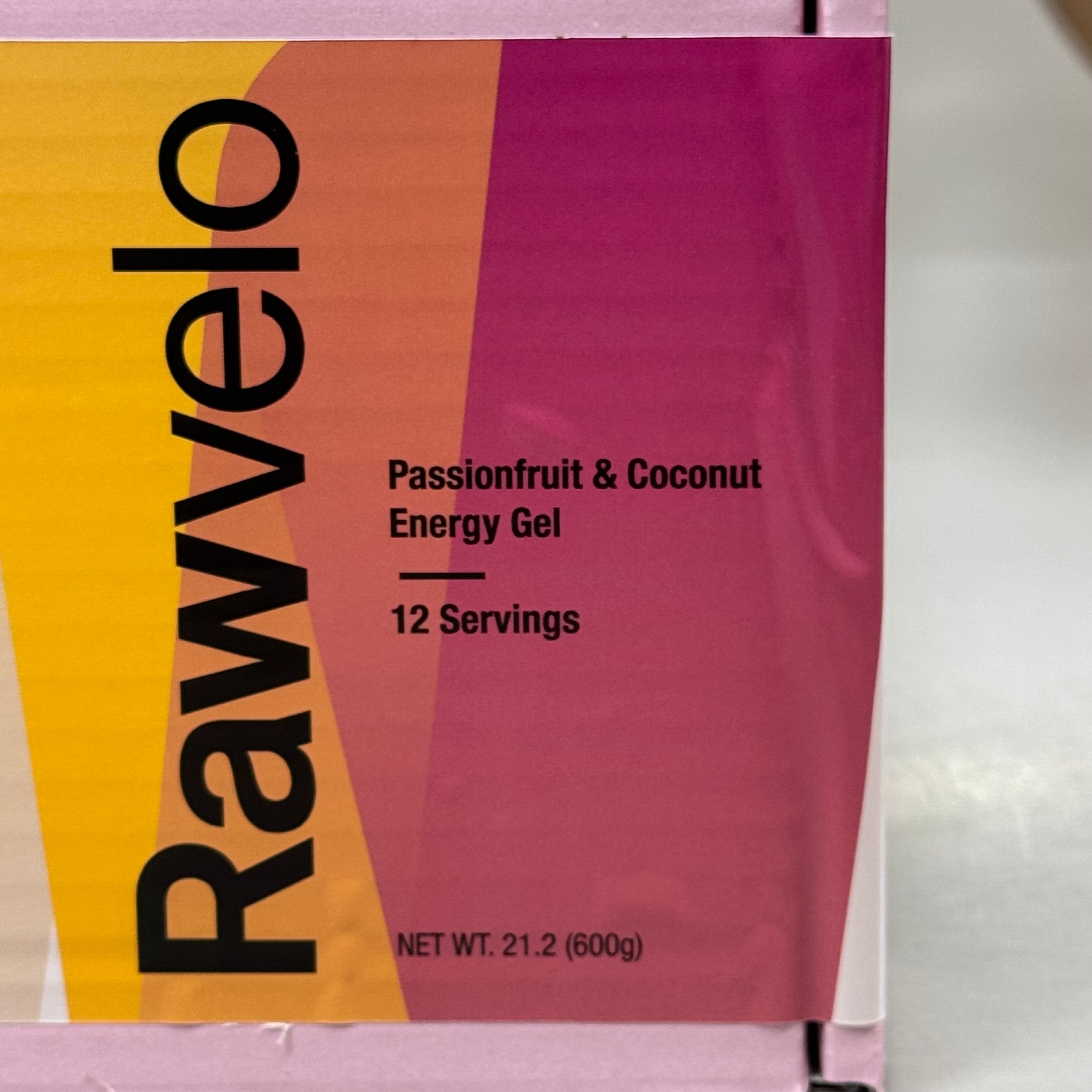 RAWVELO (12 Pack) Energy Gels All Natural Passionfruit & Coconut Cycling Hiking Running 04/26