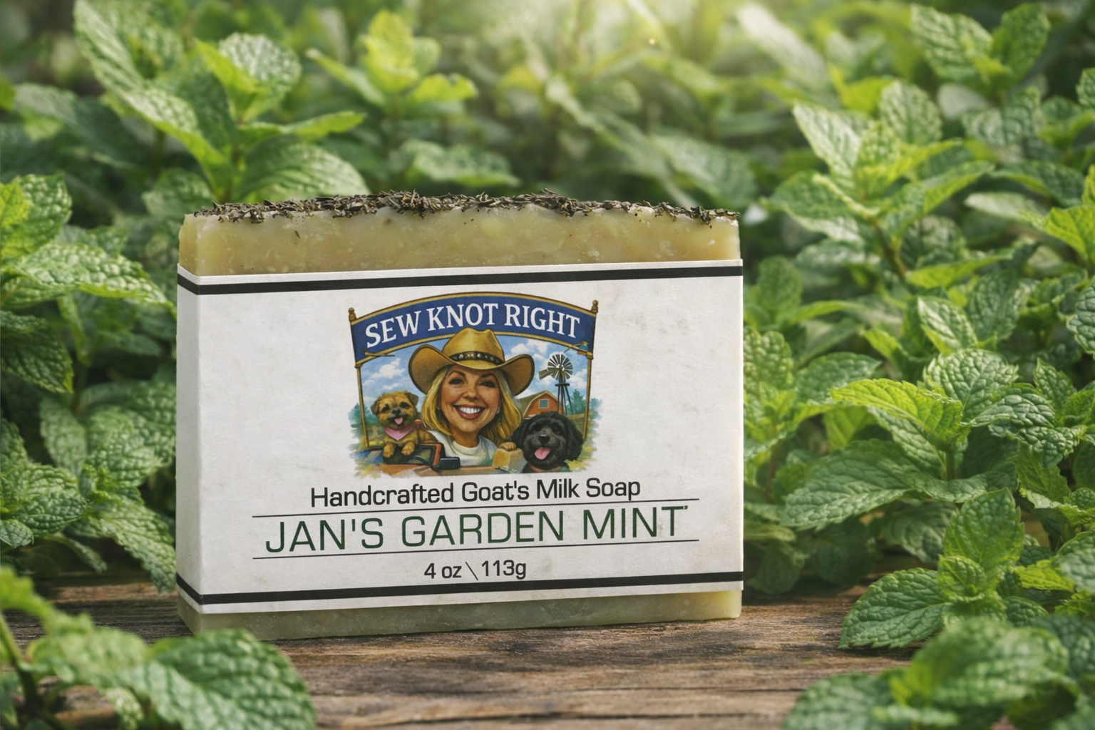 Jan's Garden Mint Goat Milk Soap 4 oz Handmade Natural Organic Mint Bar