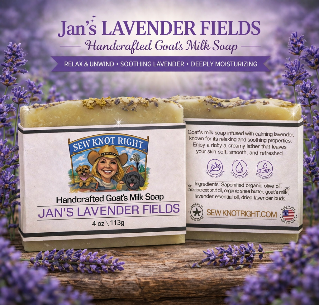 Jan's Lavender Fields Goat Milk Soap 4 oz Handmade Natural Lavender Moisturizing Bar