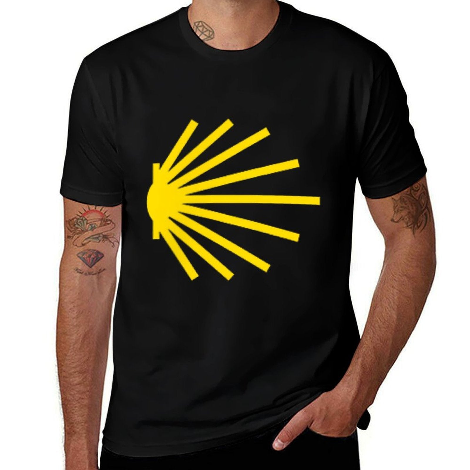 Camino De Santiago Scallop Shell Trail Symbol POCKET PATCH  Quick-drying T-Shirt